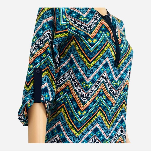 Signature Studio contemporary style chevron pattern top tunic S multicolor - Picture 3 of 14